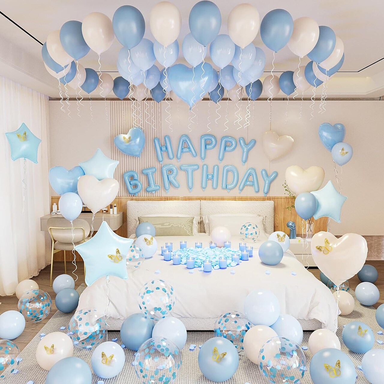 Blue Happy Birthday Decorations Balloons Kit(Blue)0.1 x 0.1 x 0.1 inches